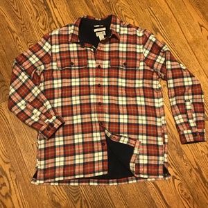 L.L. Bean Red Fleece Lined Flannel Button Down